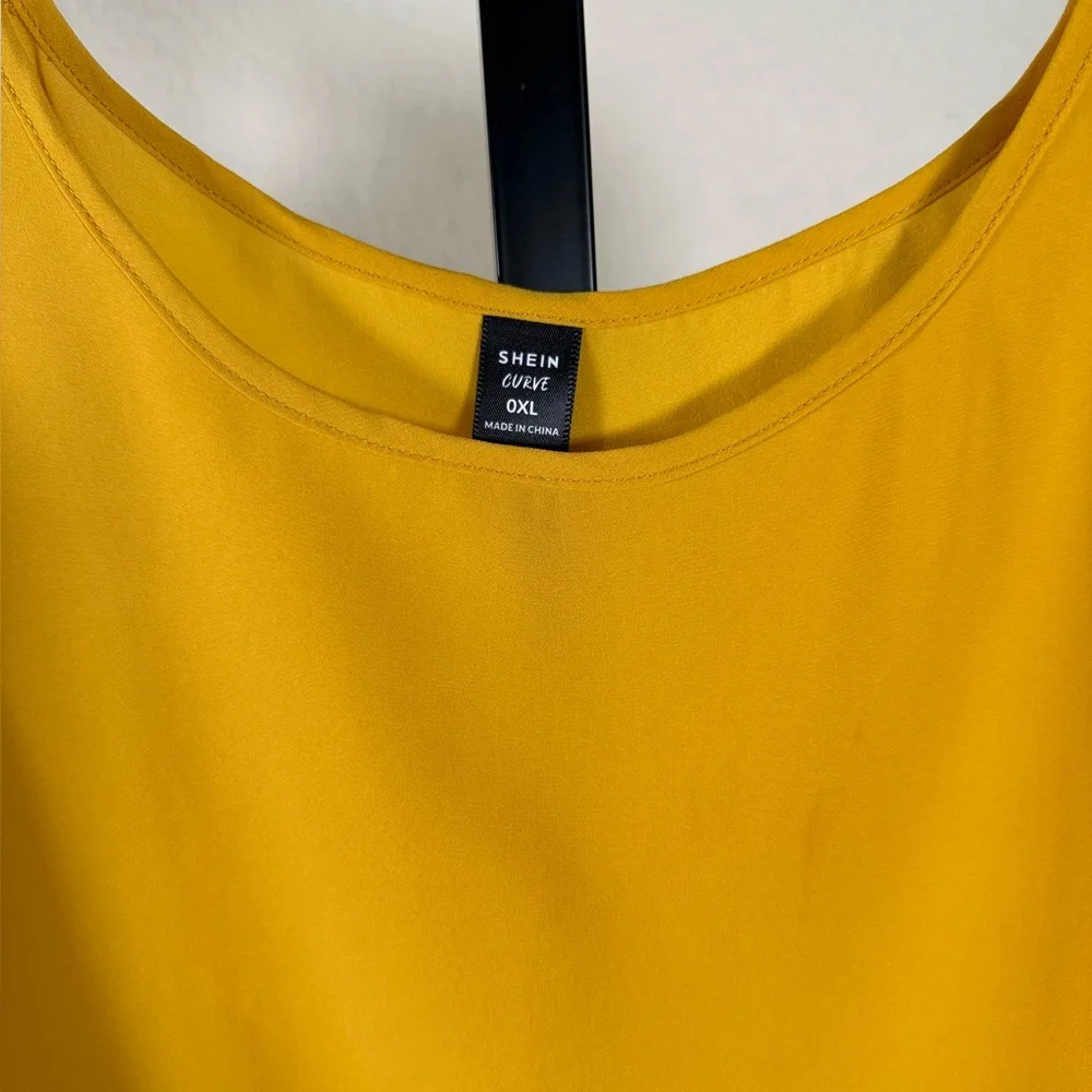 Womens Plus Size Chic Mustard Yellow
Dainty Modest Blouse Feminine Ruched
Office - Picture 4 of 9